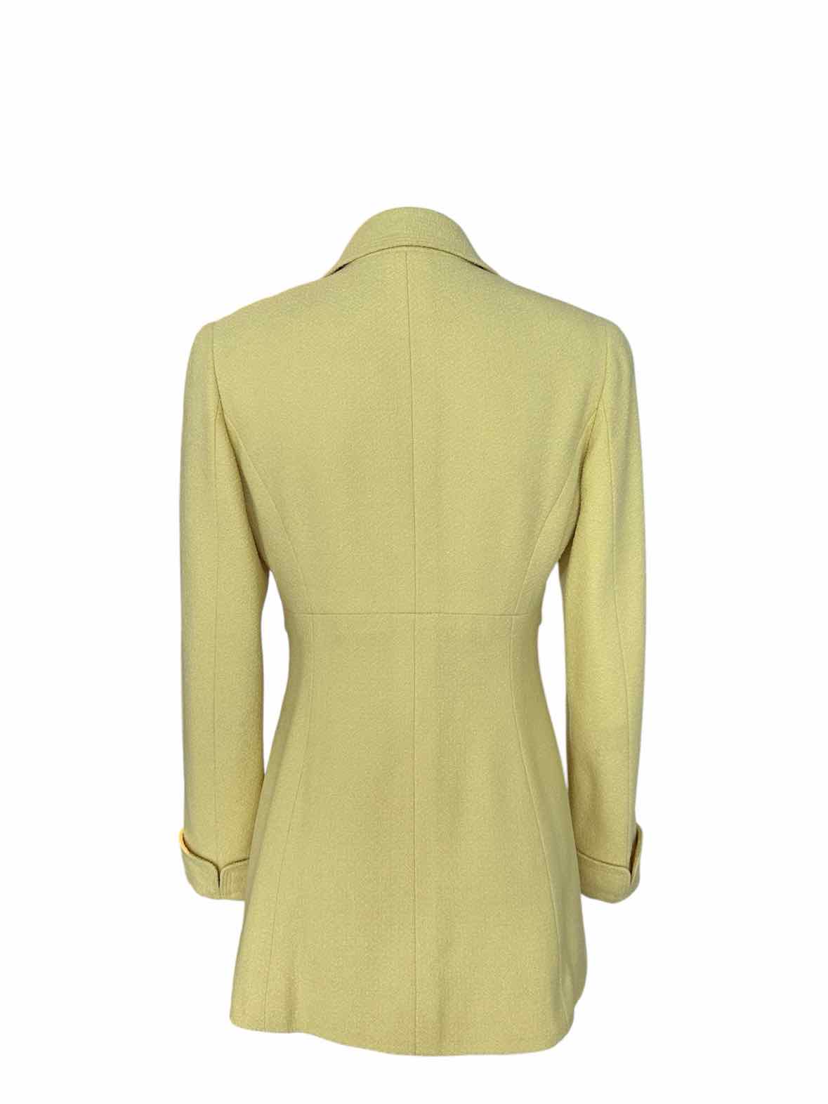 CHANEL Size 4 Yellow Tweed Solid Blazer