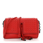Nappa Intrecciato Small Double Pocket Flap Red