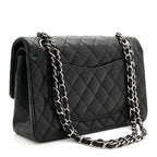 Lambskin Quilted Medium Double Flap Black