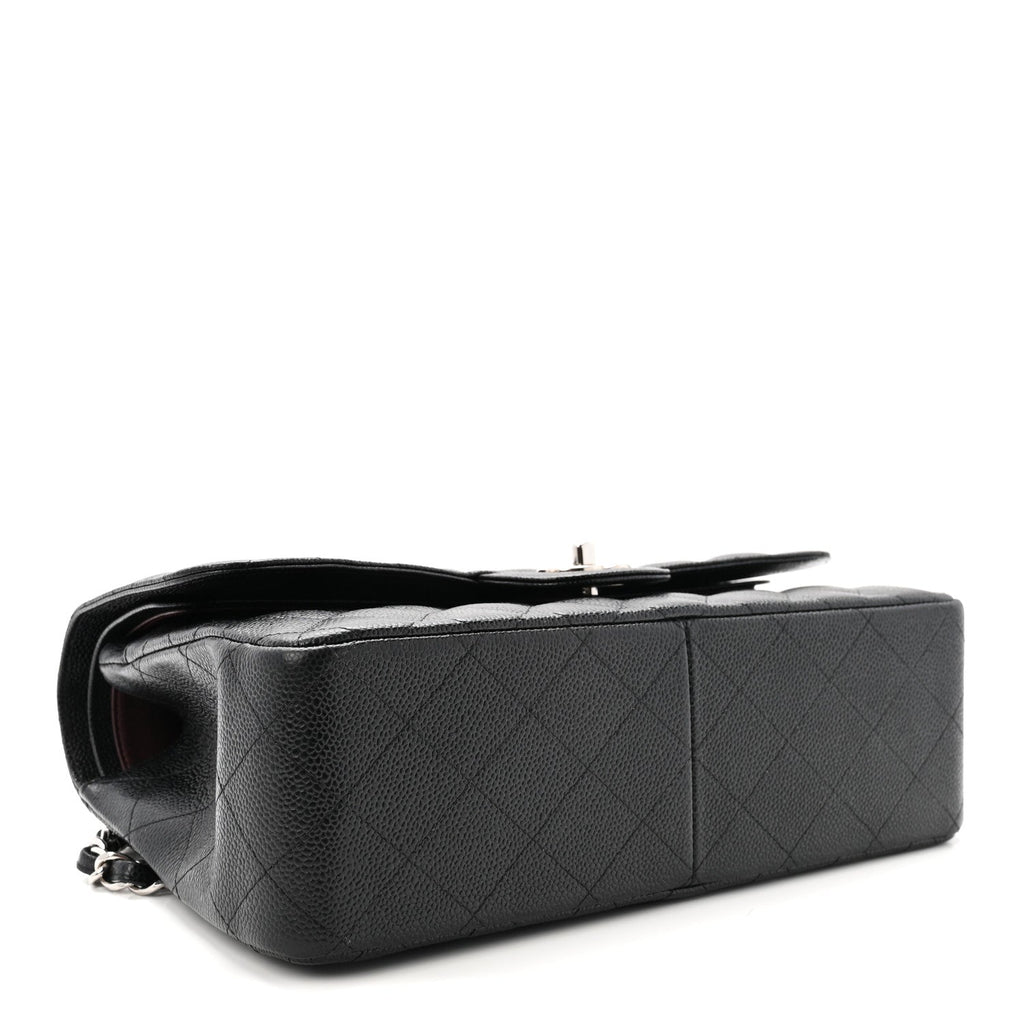 Caviar Quilted Jumbo Double Flap Black