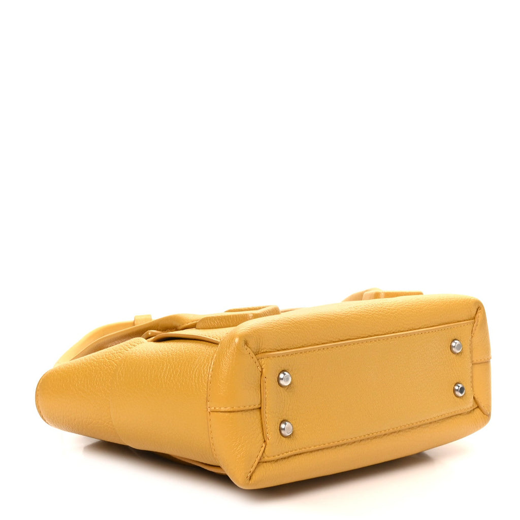 Grained Calfskin Maxi Intrecciato Medium Arco Mustard Yellow