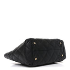 Caviar Quilted Small Shopping Tote Black