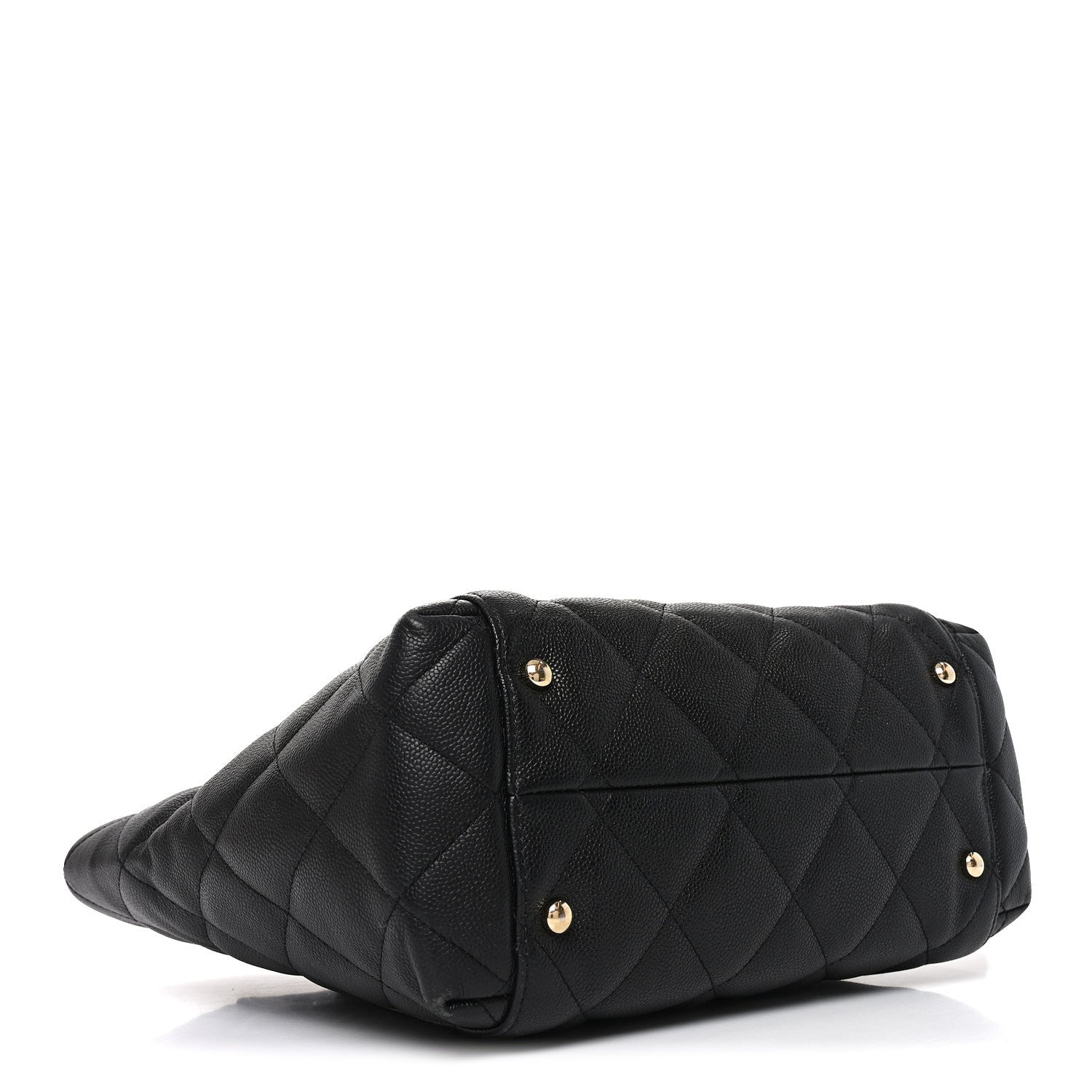 Caviar Quilted Small Shopping Tote Black