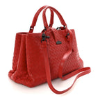 Nappa Intrecciato Small Roma Tote Red