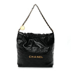 Shiny Calfskin Quilted Small Chanel 22 Black