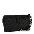 Caviar Quilted Classic Pouch With Handle Black