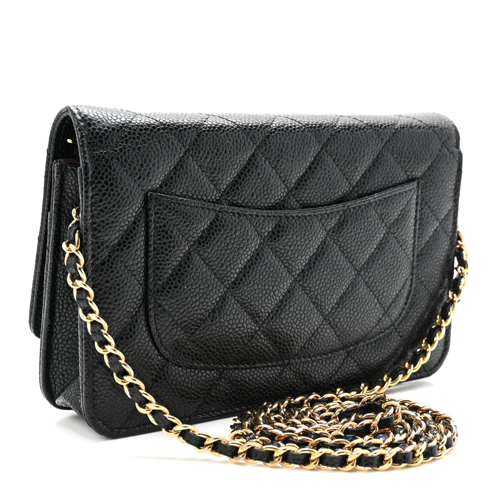 Caviar Quilted Wallet On Chain WOC Black