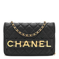 Calfskin Quilted Enchained Wallet On Chain WOC Black