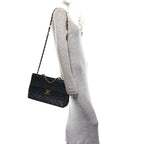 Lambskin Quilted XL Jumbo Single Flap Black