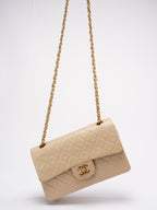 Chanel Vintage Beige Small Classic Double Flap Bag 1994