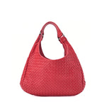 Bottega Veneta Shoulder Tote Bag Intrecciato Lambskin Red Gold-Tone Hardware