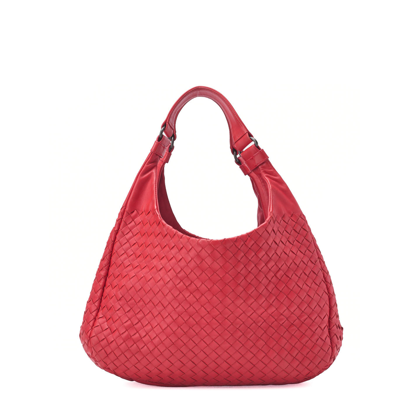 Bottega Veneta Shoulder Tote Bag Intrecciato Lambskin Red Gold-Tone Hardware