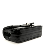Patent Calfskin Chevron Quilted Extra Mini Flap Black