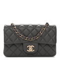 Lambskin Quilted Mini Rectangular Flap Dark Grey