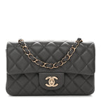 Lambskin Quilted Mini Rectangular Flap Dark Grey
