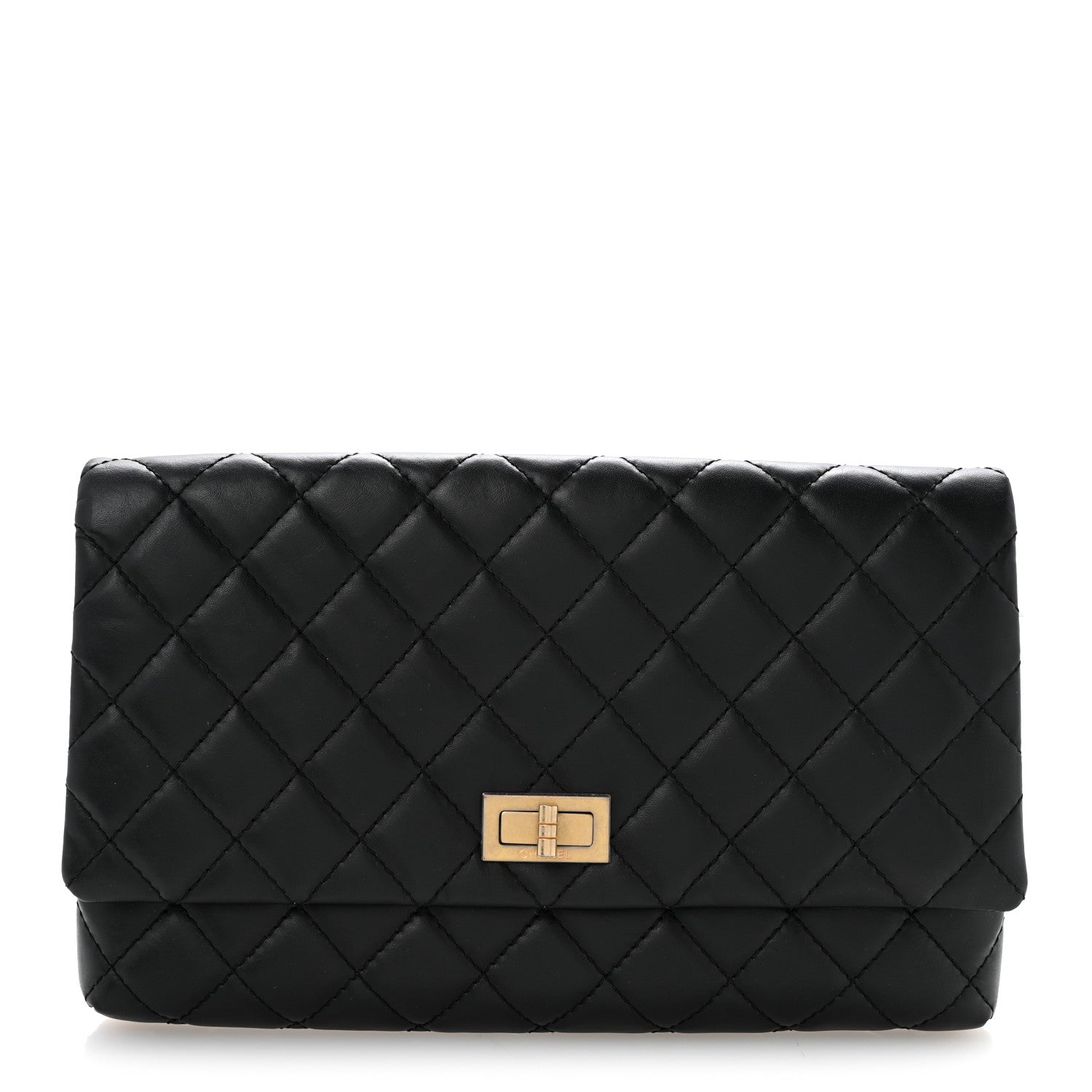 Aged Calfskin Quilted Reissue 2.55 Clutch Black