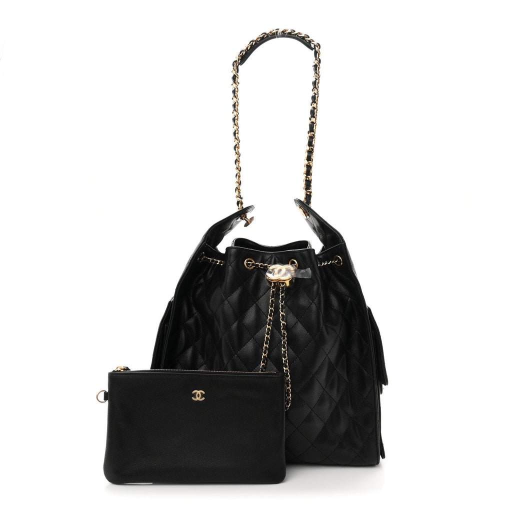 Caviar Quilted Medium Chanel 25 Handbag Black