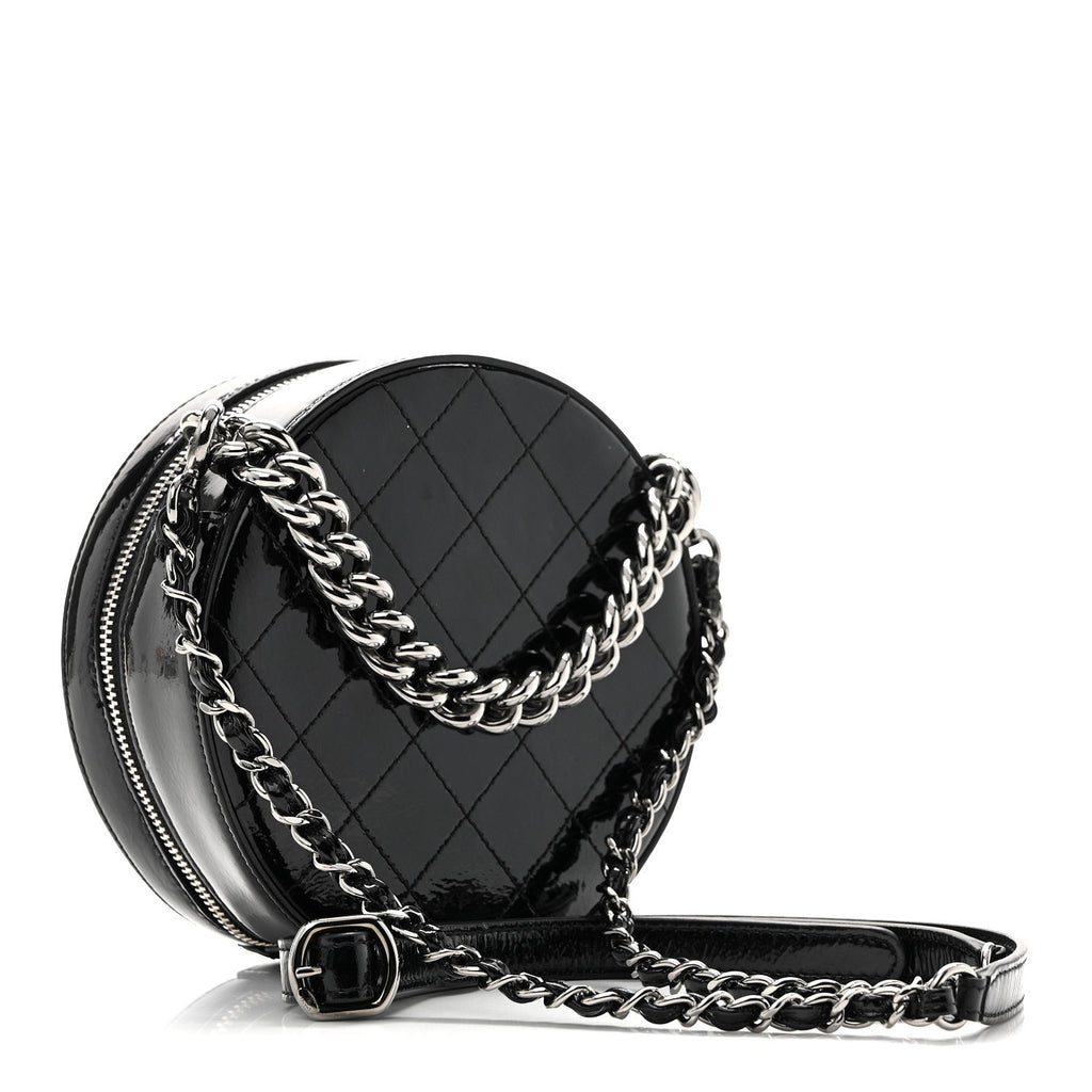 Patent Round As Earth Evening Bag Black