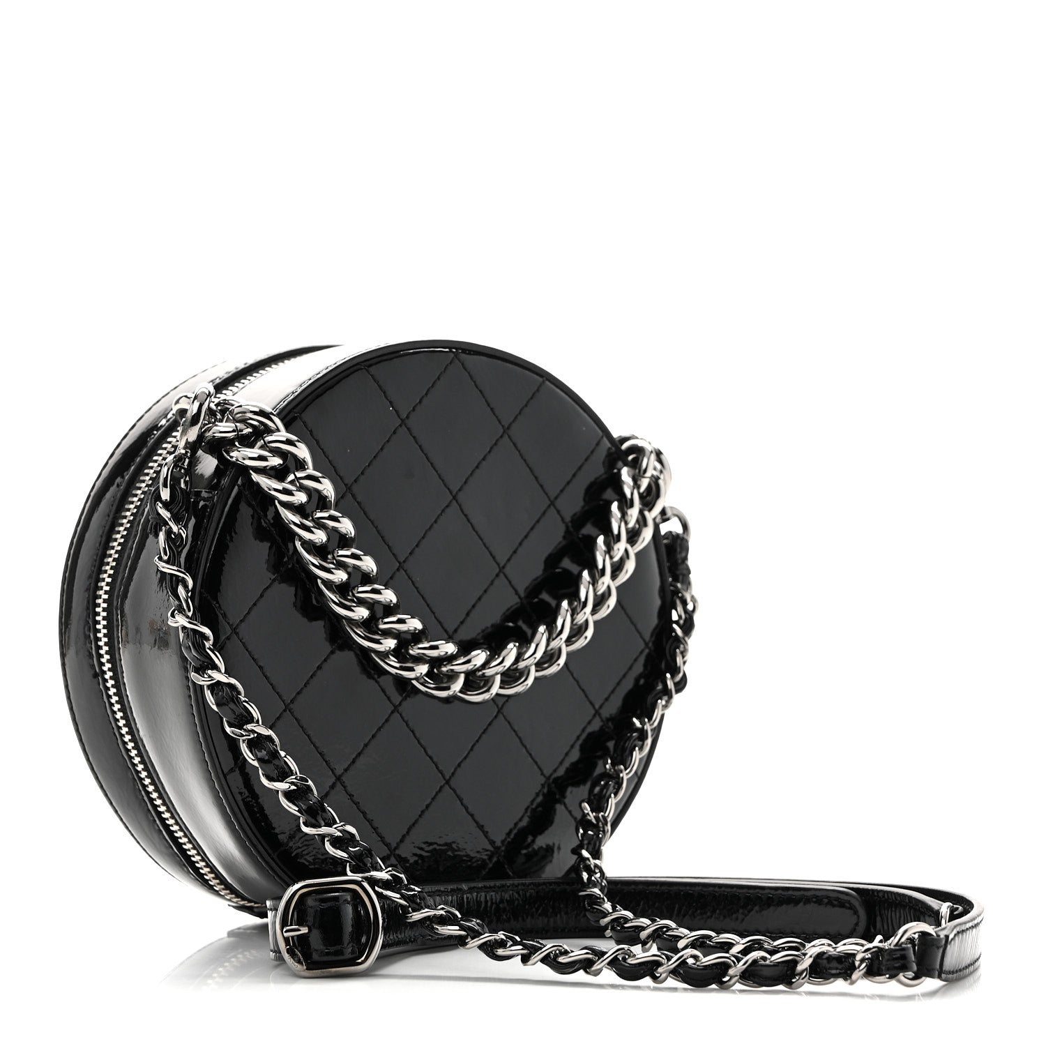 Patent Round As Earth Evening Bag Black
