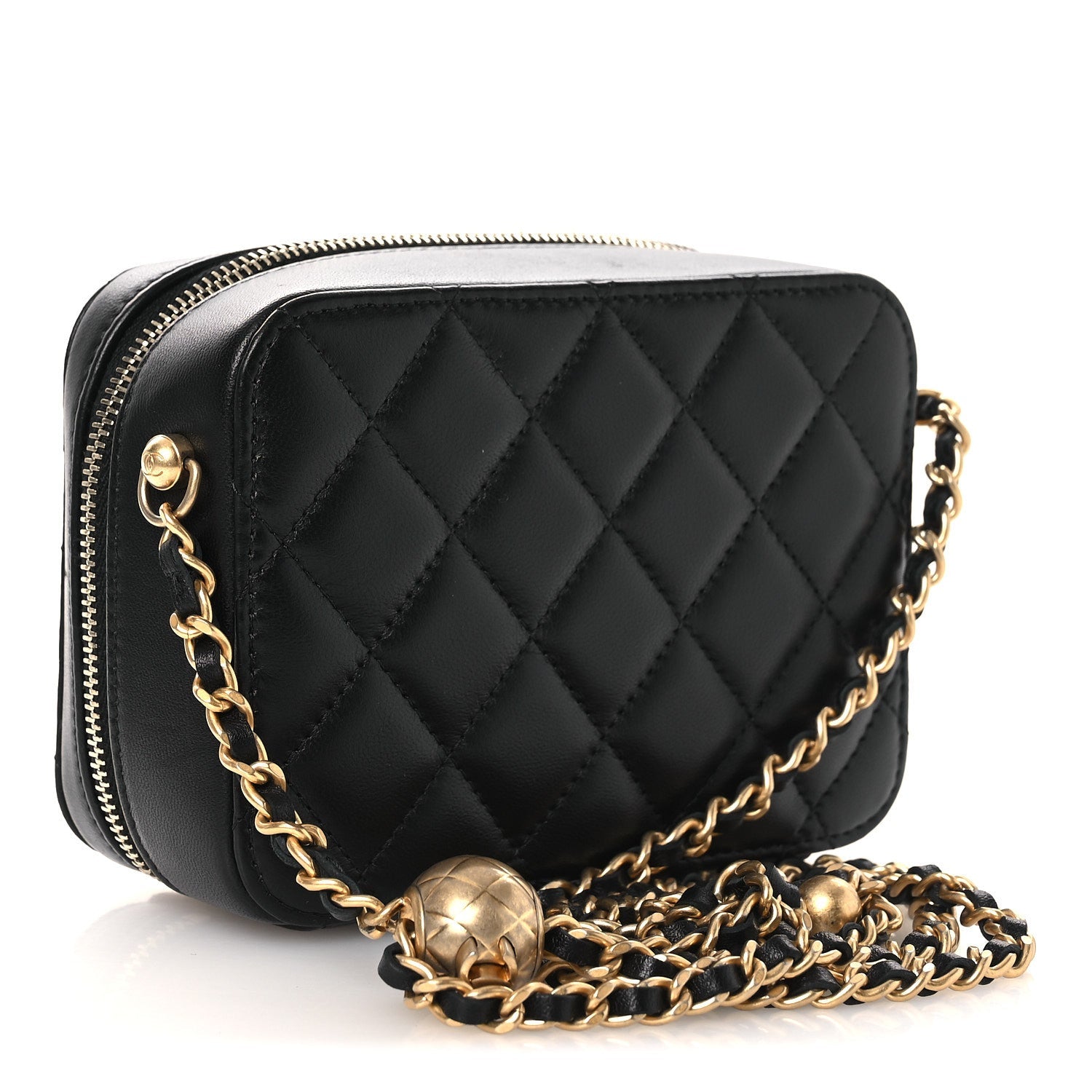 Lambskin Quilted CC Pearl Crush Camera Case Black