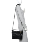 Aged Calfskin Quilted Medium Gabrielle Hobo Black