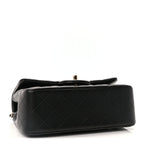 Lambskin Quilted Mini Top Handle Rectangular Flap Black
