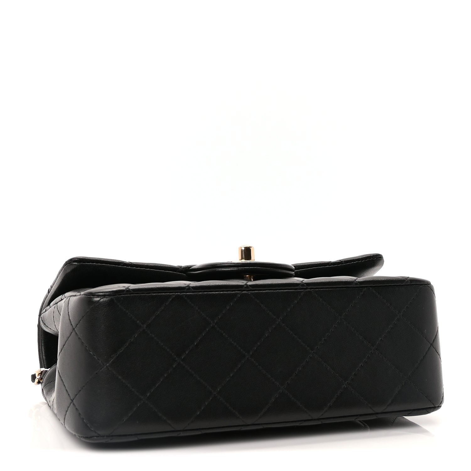 Lambskin Quilted Mini Top Handle Rectangular Flap Black