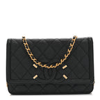 Caviar Quilted CC Filigree Wallet On Chain WOC Black