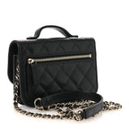 Caviar Quilted Business Affinity Clutch With Chain Black