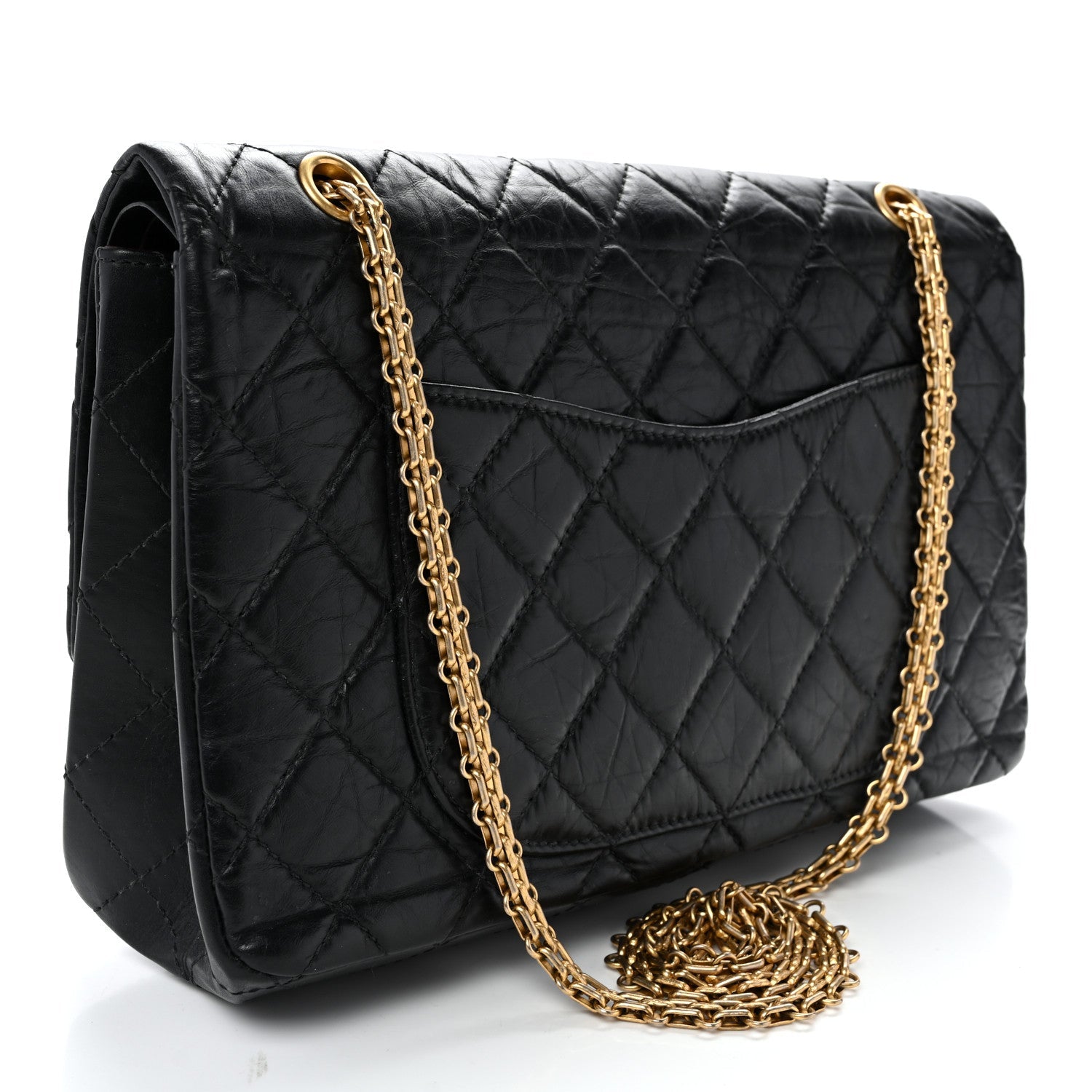 Aged Calfskin Quilted 2.55 Reissue 227 Flap Black