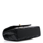 Caviar Quilted Coco Handle Clutch With Chain Black