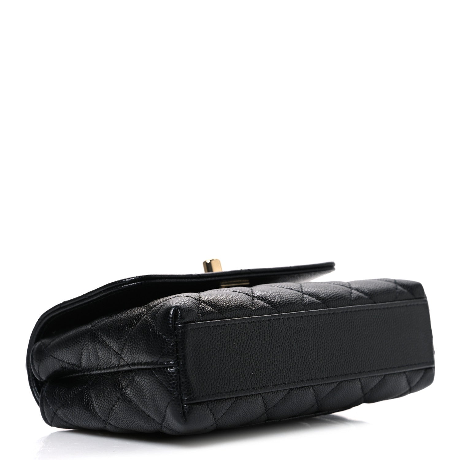 Caviar Quilted Coco Handle Clutch With Chain Black