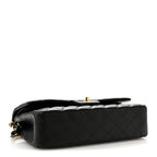 Lambskin Quilted Medium Double Flap Black