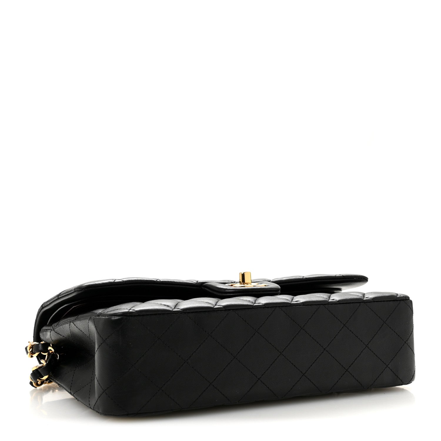 Lambskin Quilted Medium Double Flap Black