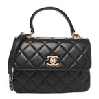Lambskin Quilted Small Trendy CC Dual Handle Flap Bag Black