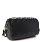 Caviar Quilted Barrel Clutch With Chain  Black