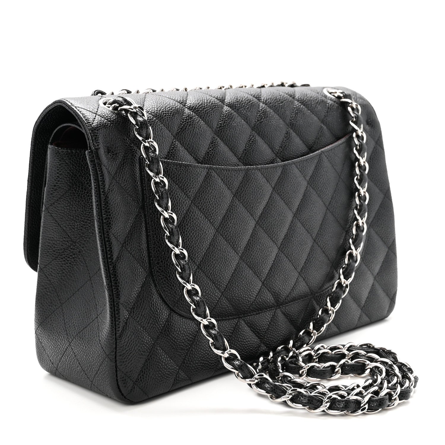Caviar Quilted Jumbo Double Flap Black