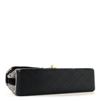 Lambskin Quilted Medium Double Flap Black