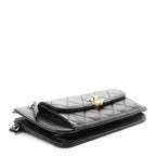 Lambskin Quilted Front Pocket Wristlet Black