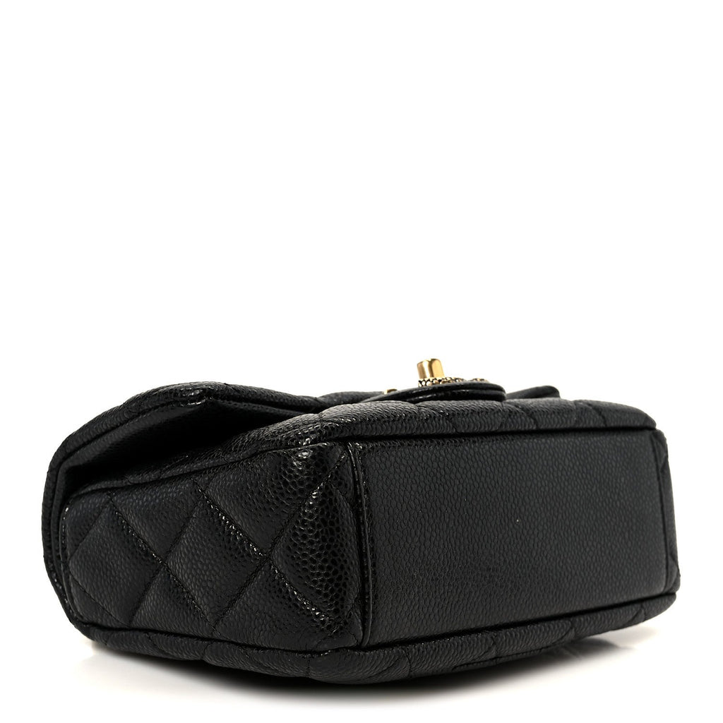 Grained Lambskin Quilted Mini Flap Black