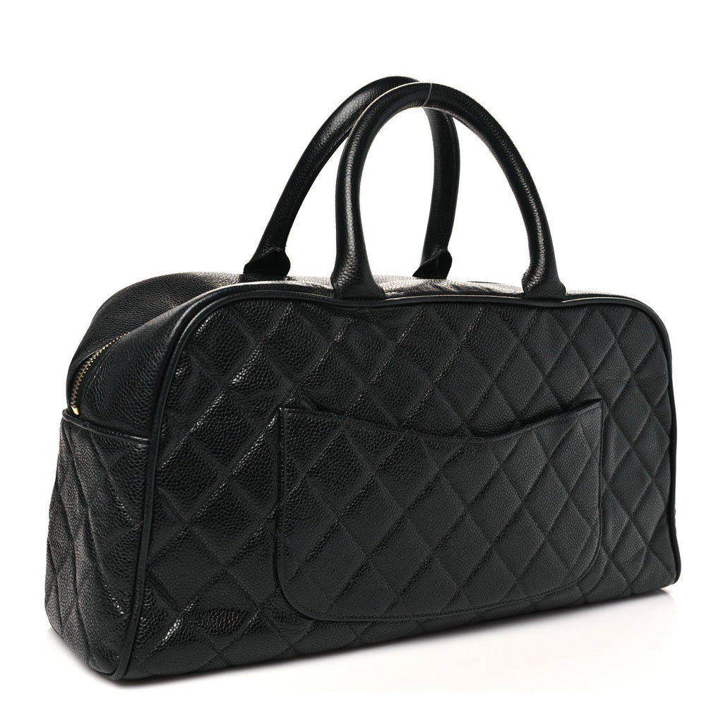 Caviar Quilted Large Bowler Black