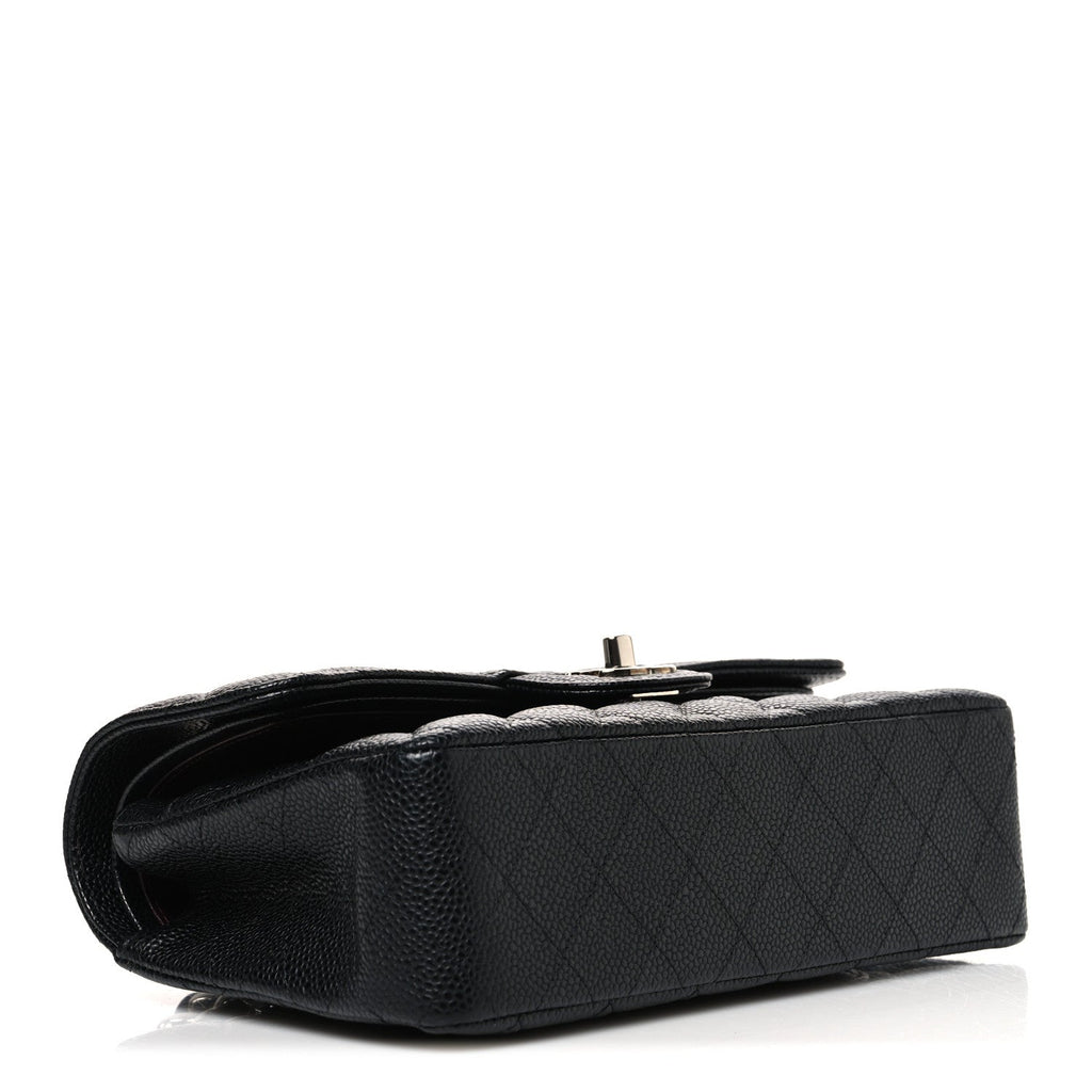 Caviar Quilted Small Double Flap Black