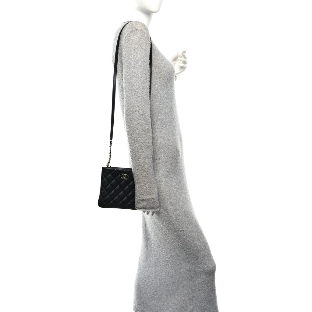 Lambskin Quilted Crossbody Bag Black