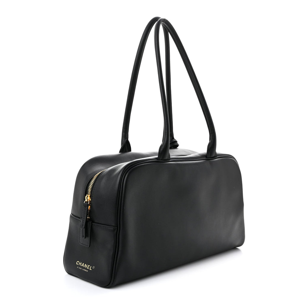 Calfskin Large Perfect Bowling Bag Black