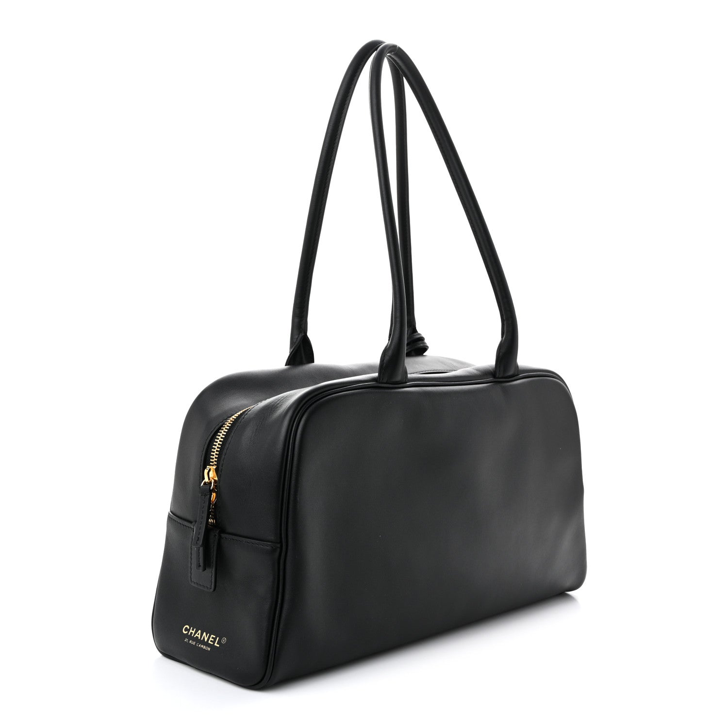 Calfskin Large Perfect Bowling Bag Black