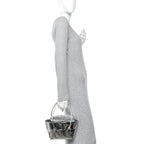 Mirror Laminated Nappa Maxi Intrecciato Mini Arco  Silver