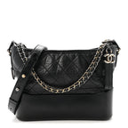 Aged Calfskin Quilted New Medium Gabrielle Hobo Black