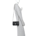 Caviar Quilted Crystal CC Wallet On Chain WOC Black