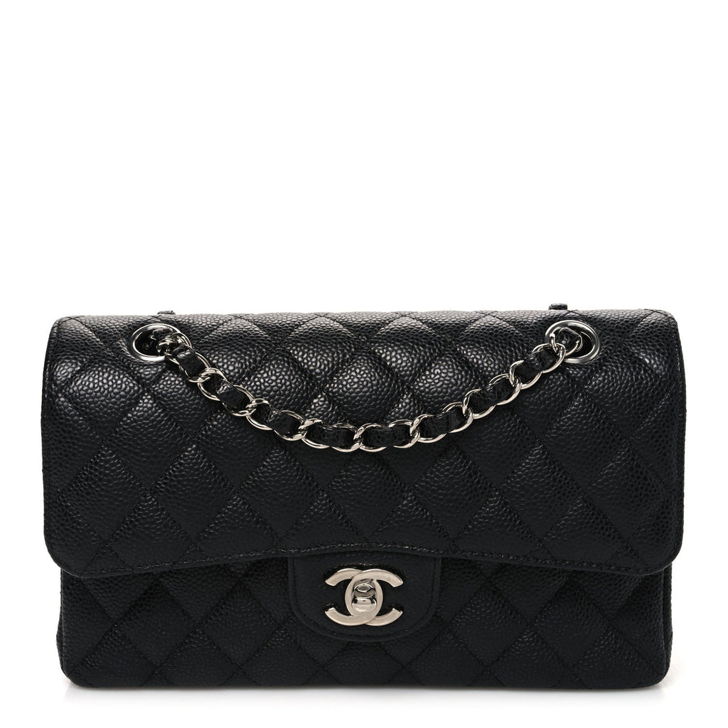 Caviar Quilted Small Double Flap Black