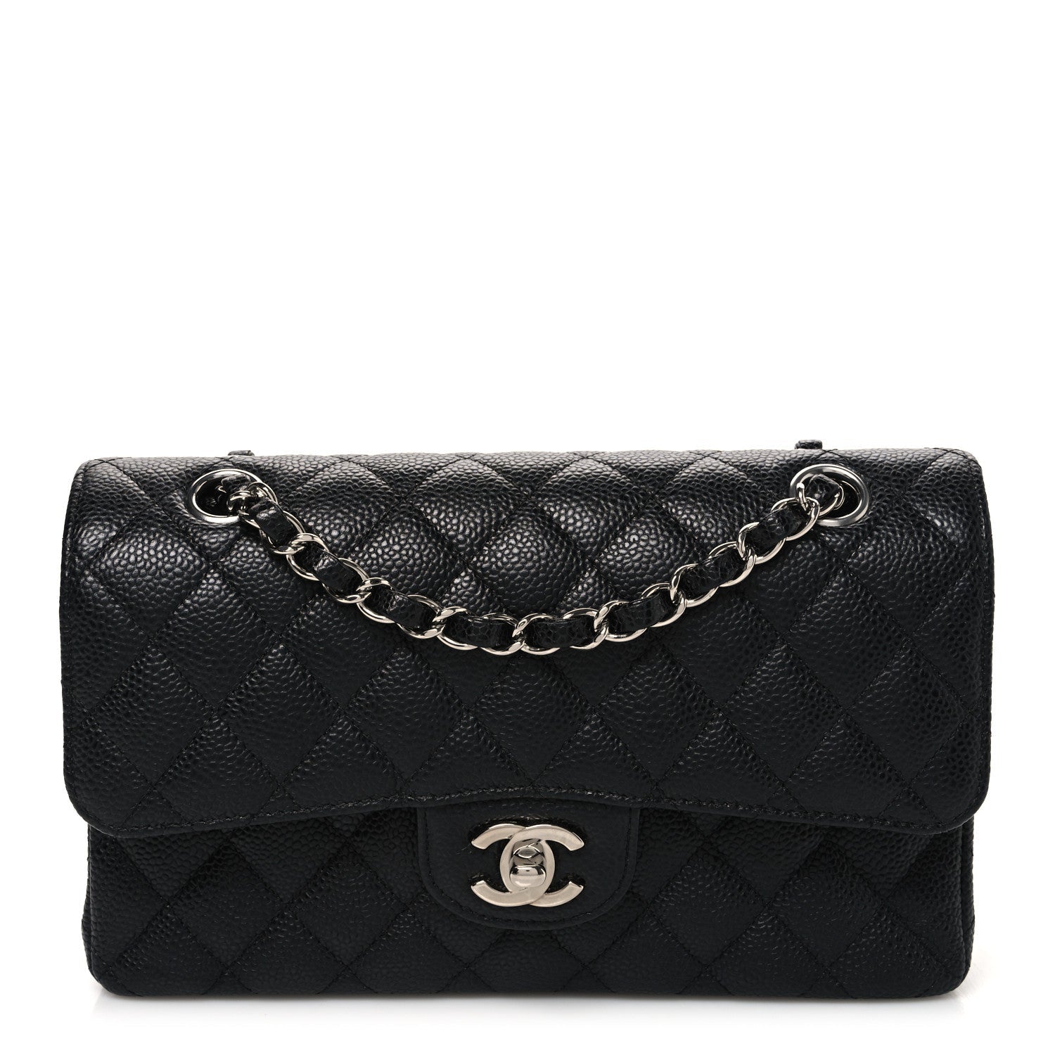 Caviar Quilted Small Double Flap Black